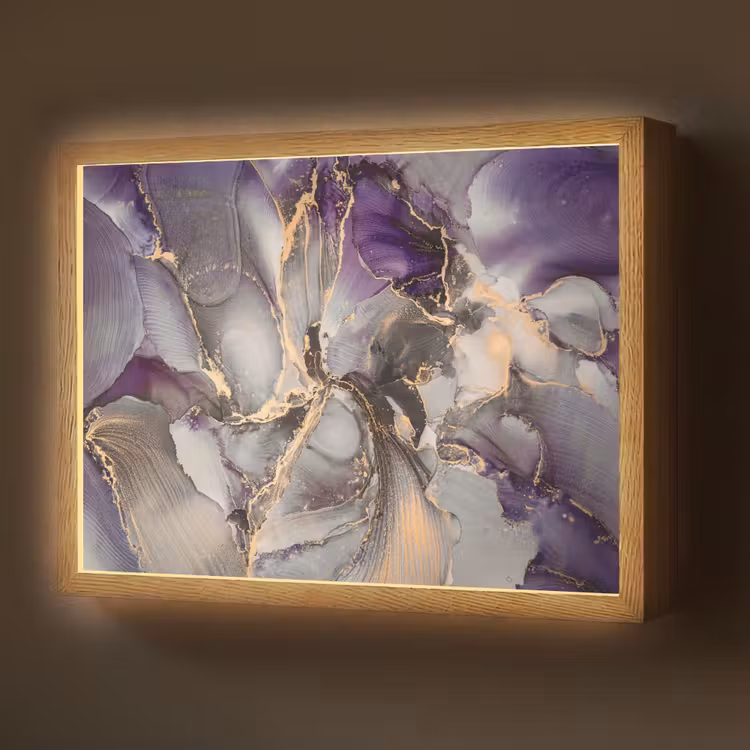 Goud - Paars - Marmer Light Box met batterij (Wandlamp) middel -z3d_website