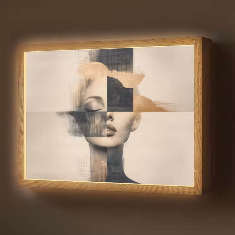 Goud - Vrouw - Rechthoeken Light Box met batterij (Wandlamp) middel -z3d_website