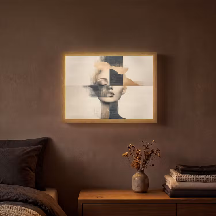 Goud - Vrouw - Rechthoeken Light Box met batterij (Wandlamp) middel -sfeer4