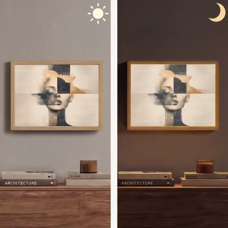 Goud - Vrouw - Rechthoeken Light Box met batterij (Wandlamp) middel -sfeer3