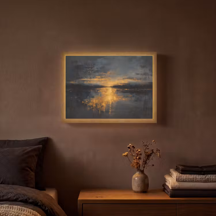 Gouden Reflectie op Water Light Box met batterij (Wandlamp) middel -sfeer4