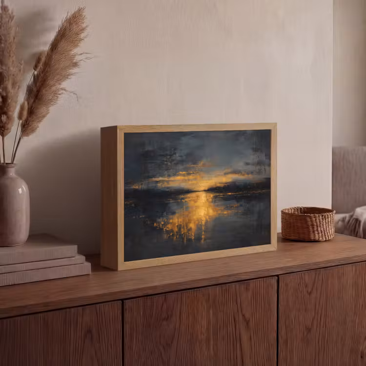 Gouden Reflectie op Water Light Box met batterij (Wandlamp) middel -sfeer2
