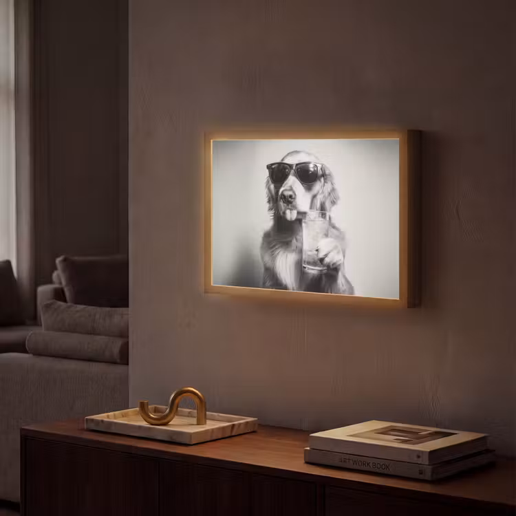 Golden retriever - Hond - Zonnebril - Gkas Light Box met batterij (Wandlamp) middel -sfeer1