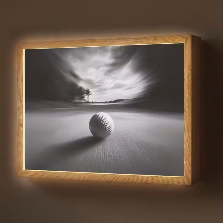 Golfbal - Wazig - Zwart Light Box met batterij (Wandlamp) middel -z3d_website