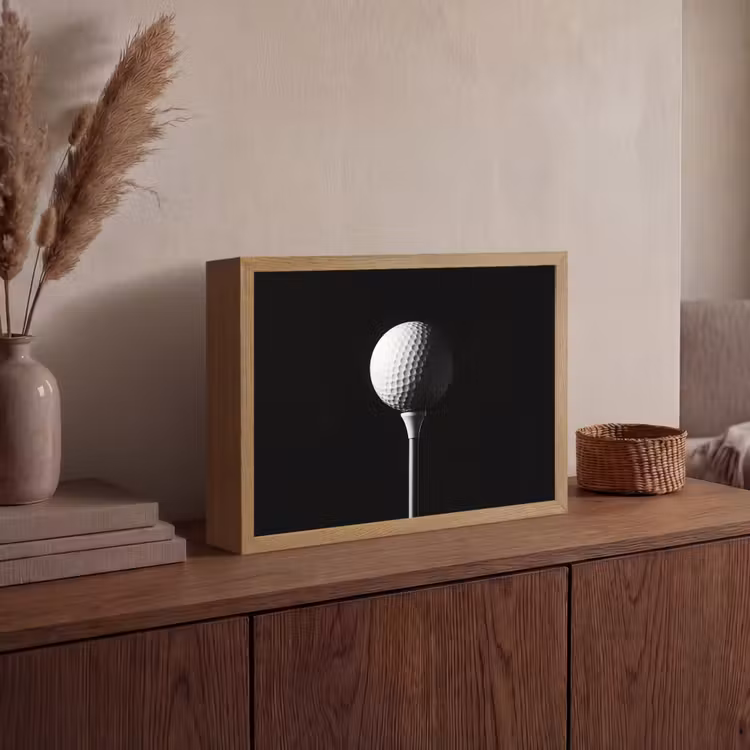 Golfbal - Minimalistisch - Wit Light Box met batterij (Wandlamp) middel -sfeer2