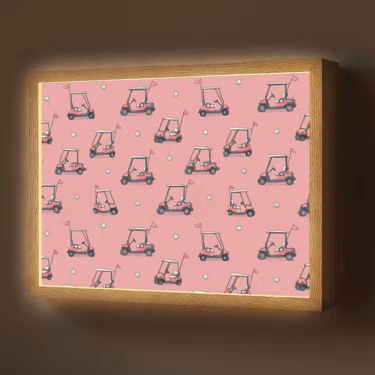 Golfkar - Retro - Roze Light Box met batterij (Wandlamp) middel 907 -z3d_website