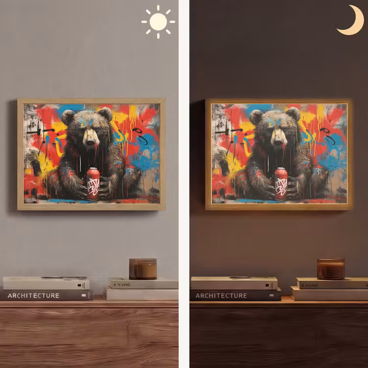Graffiti - Beer - Dier - Muur - Street art Light Box met batterij (Wandlamp) middel -sfeer3