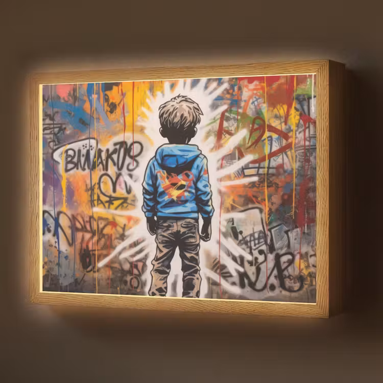 Graffiti - Jongen - Kleuren - Street Art Light Box met batterij (Wandlamp) middel -z3d_website