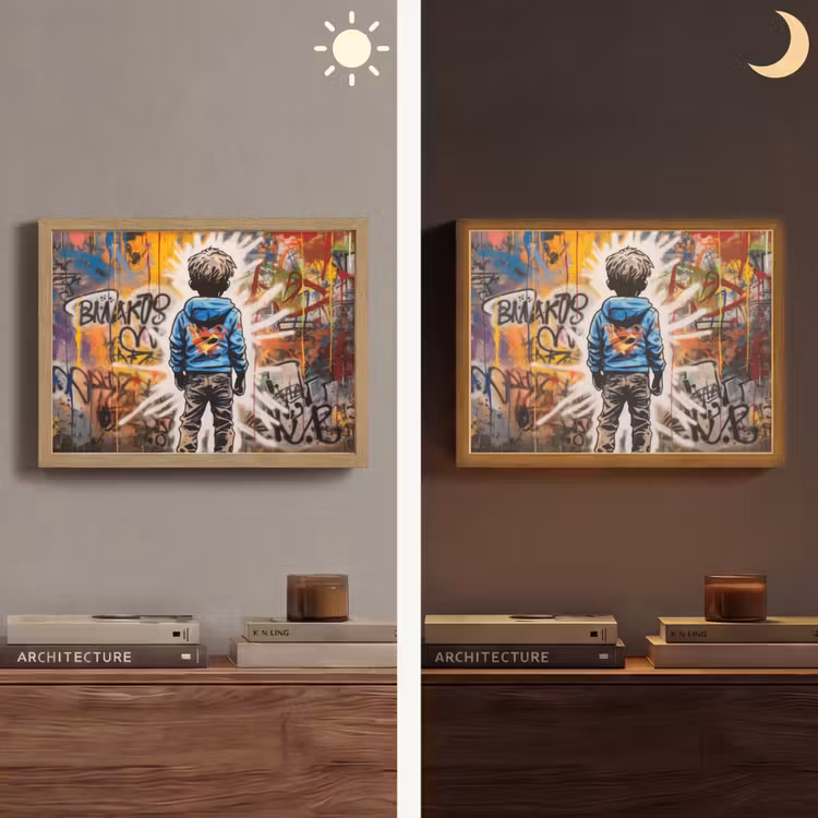 Graffiti - Jongen - Kleuren - Street Art Light Box met batterij (Wandlamp) middel -sfeer3