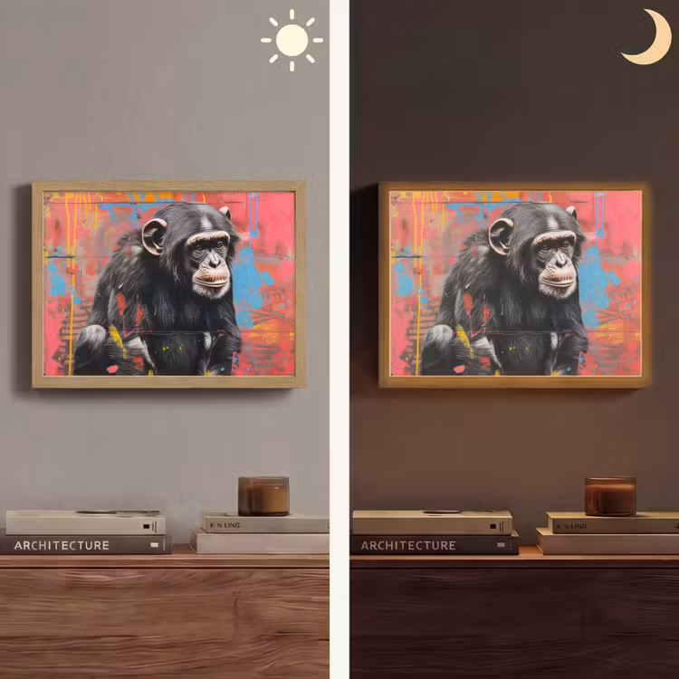 Graffiti - Chimpansee - Aap - Dieren - Street art Light Box met batterij (Wandlamp) middel -sfeer3