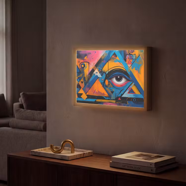 Graffiti - Kleuren - Oog - Kunst Light Box met batterij (Wandlamp) middel -sfeer1