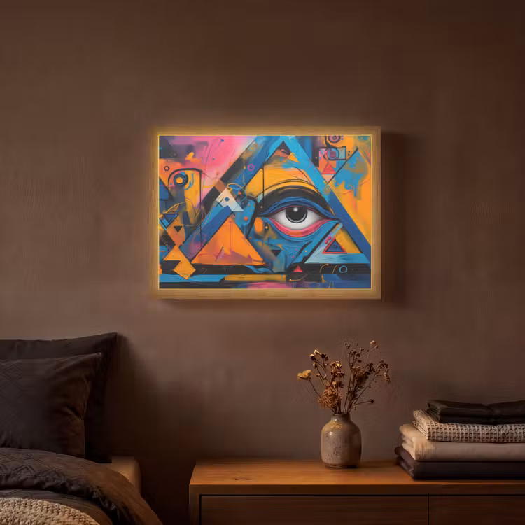 Graffiti - Kleuren - Oog - Kunst Light Box met batterij (Wandlamp) middel -sfeer4