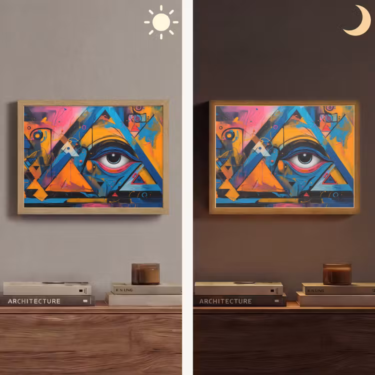 Graffiti - Kleuren - Oog - Kunst Light Box met batterij (Wandlamp) middel -sfeer3