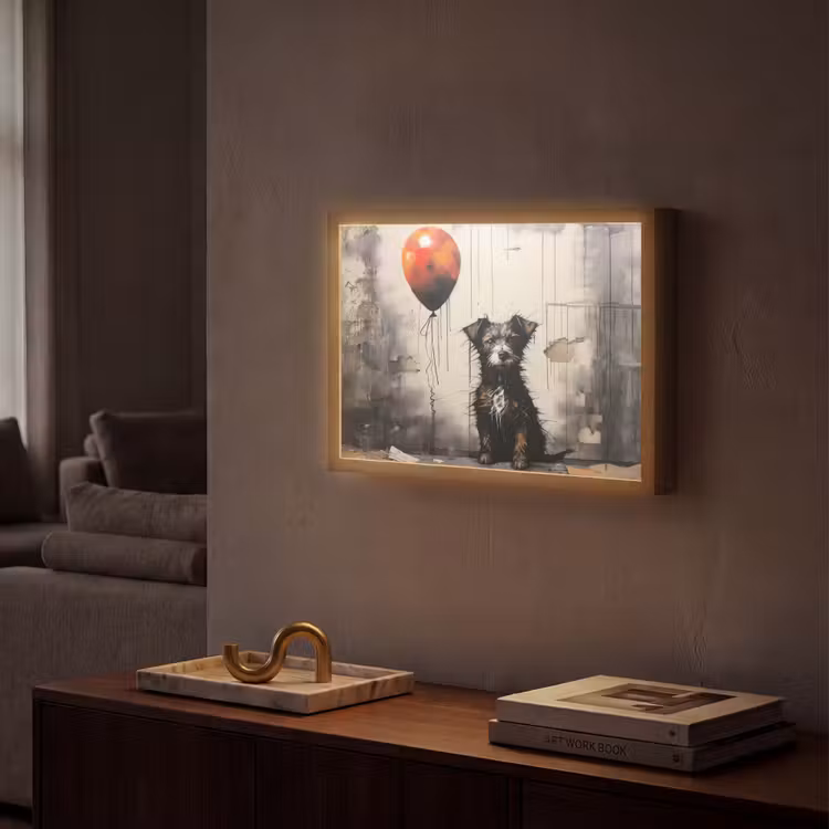 Graffiti - Hond - Ballon - Dieren Light Box met batterij (Wandlamp) middel -sfeer1