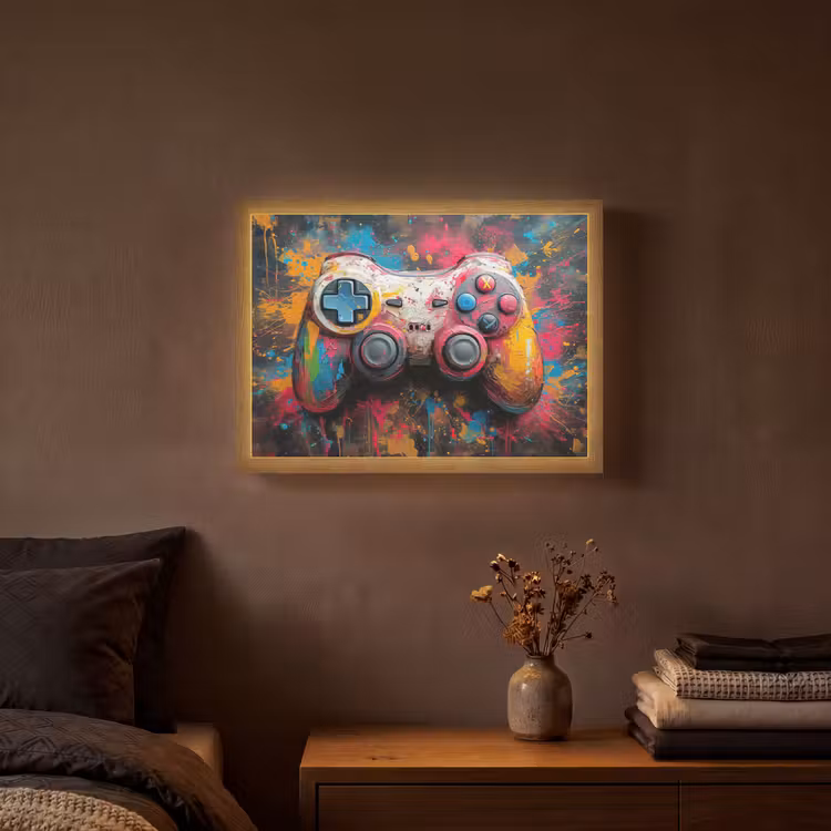 Graffiti - Gaming - Controller - Verf Light Box met batterij (Wandlamp) middel -sfeer4