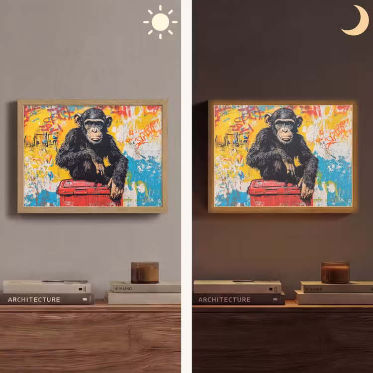Graffiti - Aap - Street art - Dieren Light Box met batterij (Wandlamp) middel -sfeer3