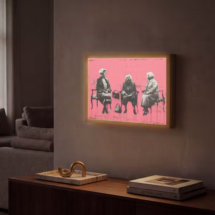Graffiti - Roze - Street art - Vrouwen Light Box met batterij (Wandlamp) middel -sfeer1