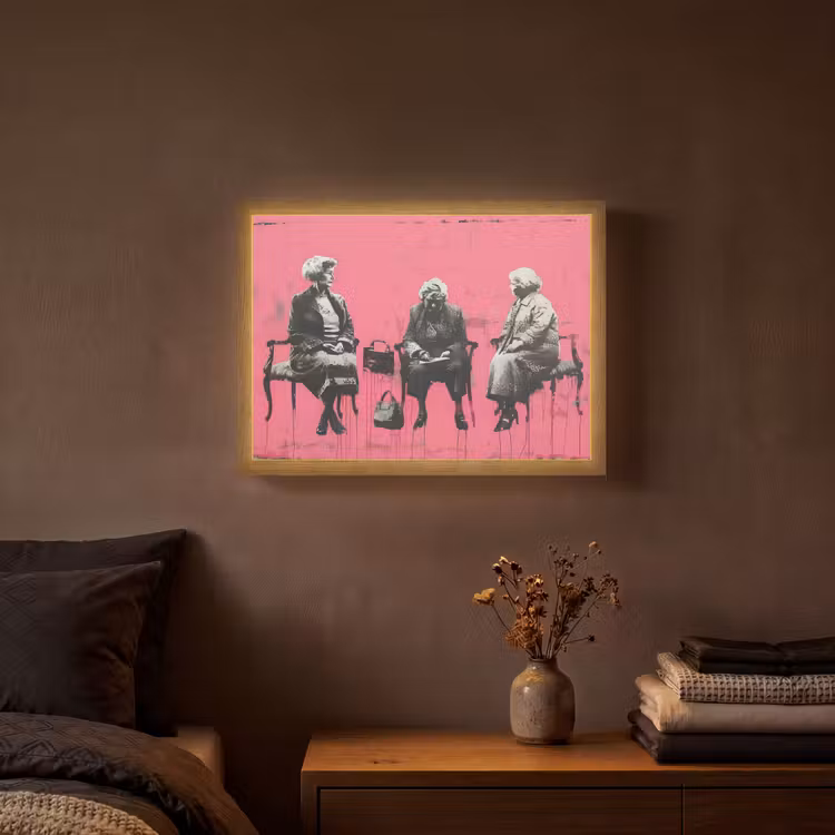 Graffiti - Roze - Street art - Vrouwen Light Box met batterij (Wandlamp) middel -sfeer4