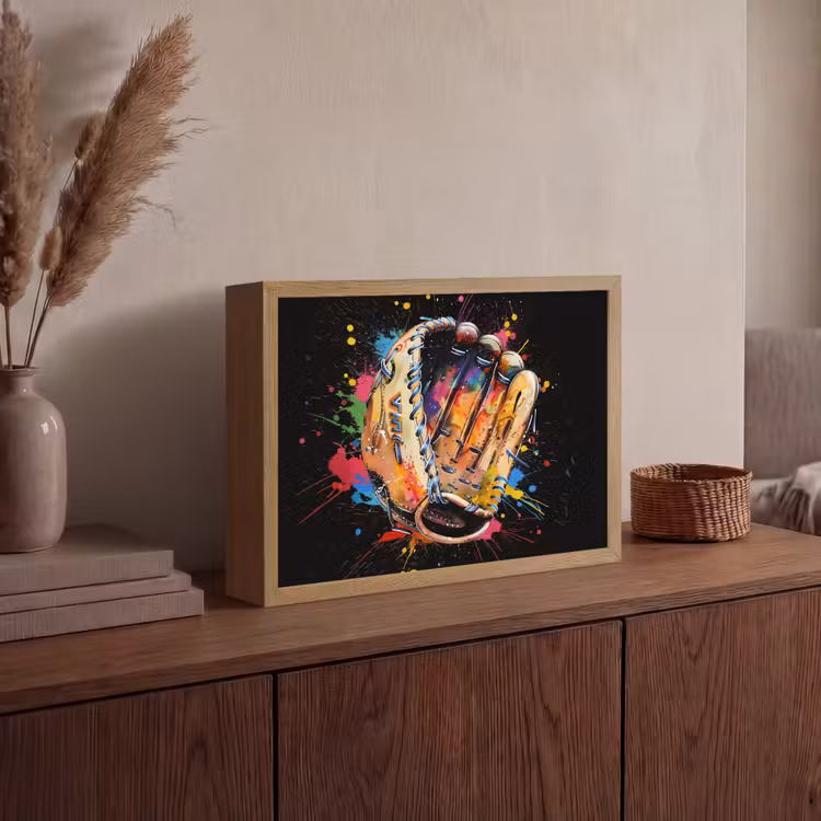 Graffiti - Sport - Baseball - Honkbal Light Box met batterij (Wandlamp) middel -sfeer2