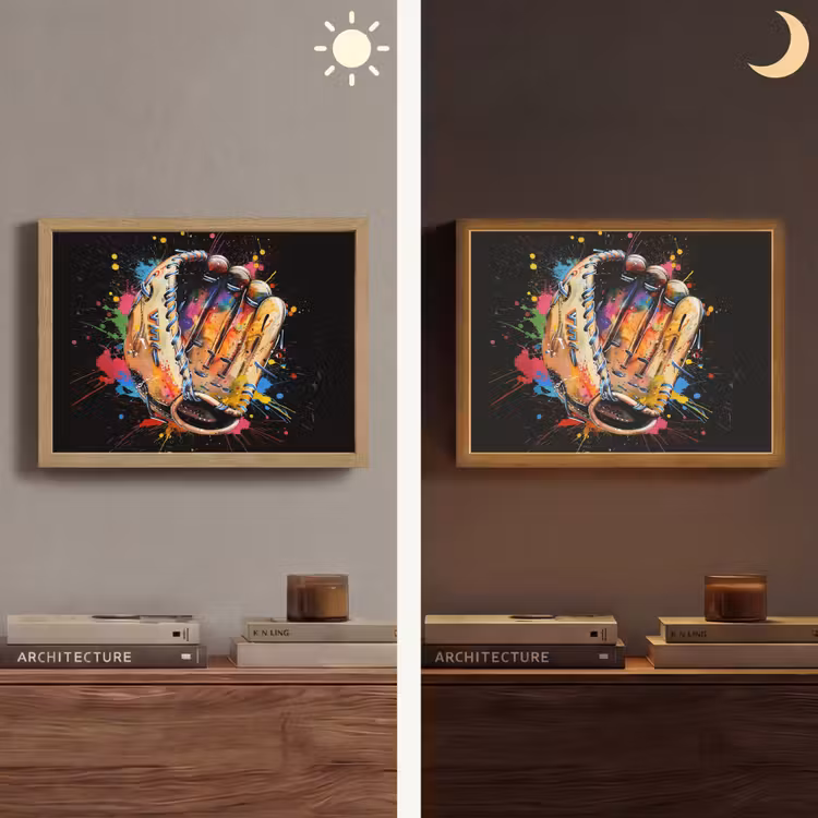 Graffiti - Sport - Baseball - Honkbal Light Box met batterij (Wandlamp) middel -sfeer3