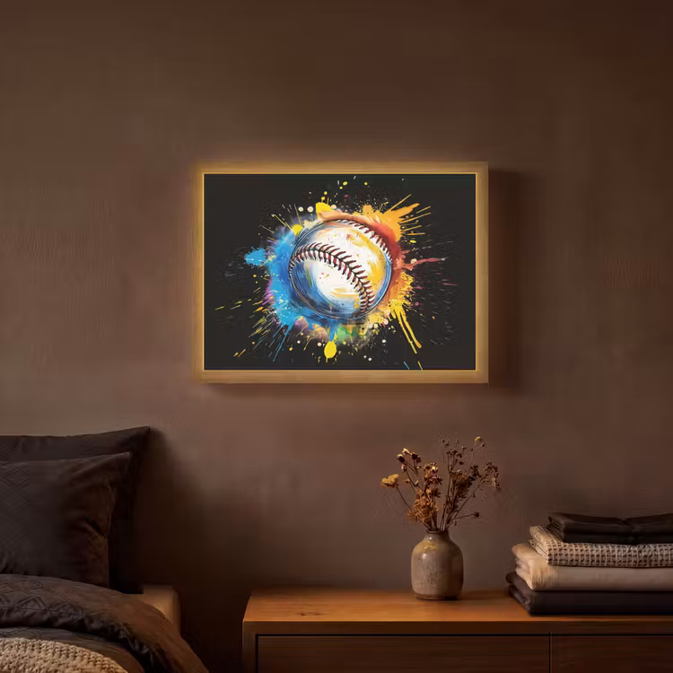 Graffiti - Sport - Baseball - Honkbal Light Box met batterij (Wandlamp) middel -sfeer4