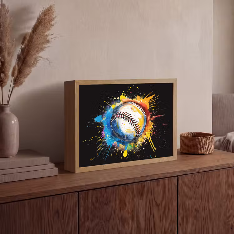 Graffiti - Sport - Baseball - Honkbal Light Box met batterij (Wandlamp) middel -sfeer2