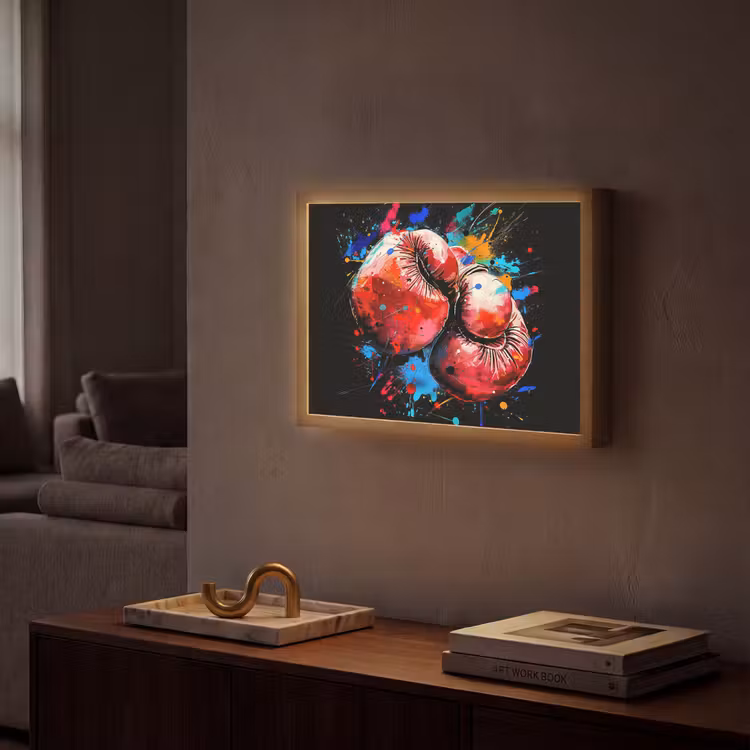 Graffiti - Sport - Boksen - Bokshandschoenen Light Box met batterij (Wandlamp) middel -sfeer1