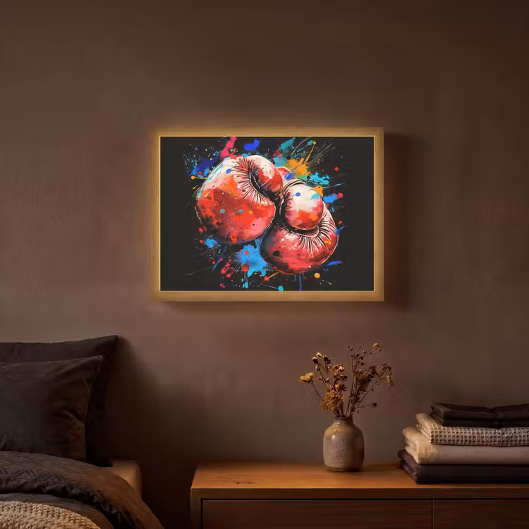 Graffiti - Sport - Boksen - Bokshandschoenen Light Box met batterij (Wandlamp) middel -sfeer4
