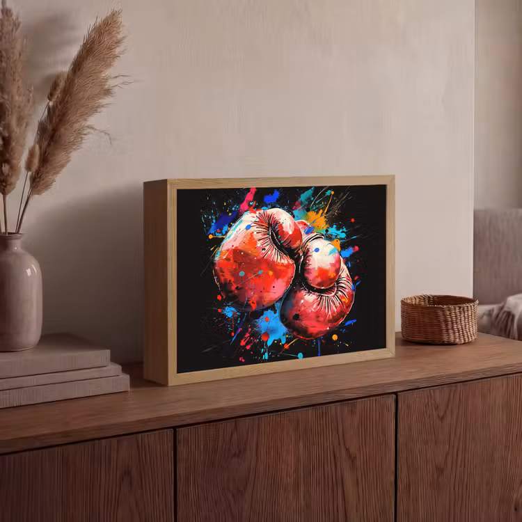 Graffiti - Sport - Boksen - Bokshandschoenen Light Box met batterij (Wandlamp) middel -sfeer2