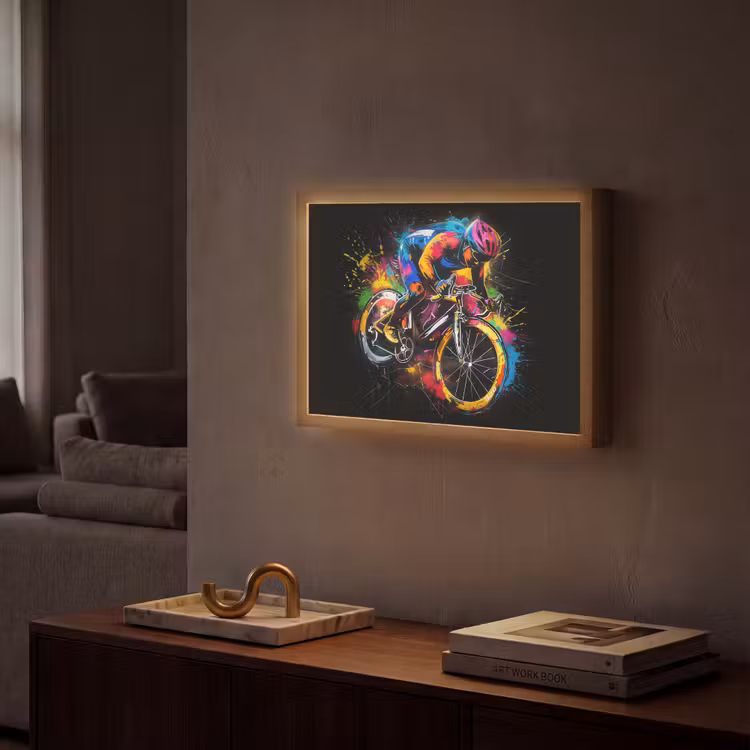 Graffiti - Sport - Wielrennen - Fiets Light Box met batterij (Wandlamp) middel -sfeer1