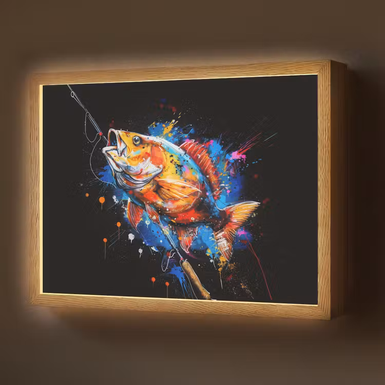 Graffiti - Sport - Vissen - Vis - Hengel Light Box met batterij (Wandlamp) middel -z3d_website