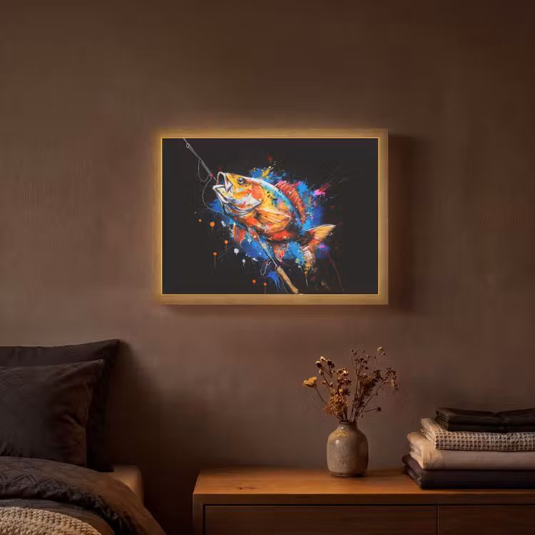 Graffiti - Sport - Vissen - Vis - Hengel Light Box met batterij (Wandlamp) middel -sfeer4