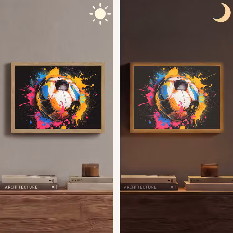 Graffiti - Sport - Voetbal - Verf - Bal Light Box met batterij (Wandlamp) middel -sfeer3