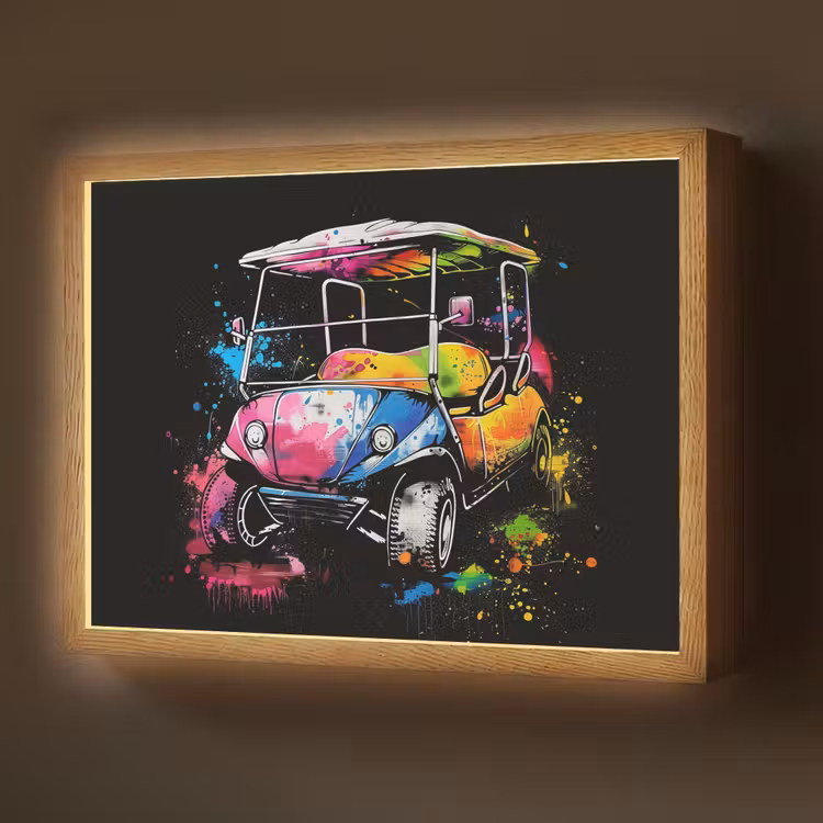 Graffiti - Sport - Golf - Golfkar Light Box met batterij (Wandlamp) middel -z3d_website