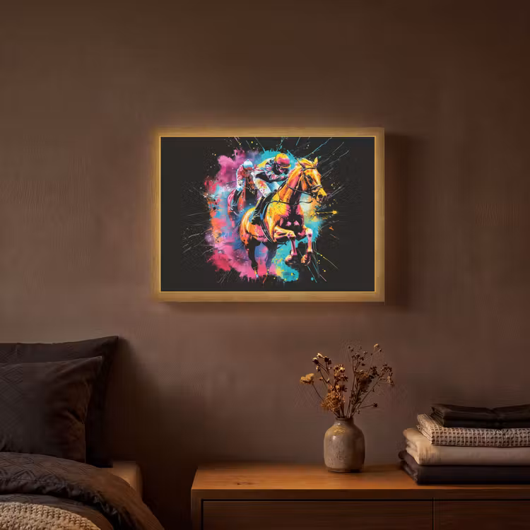 Graffiti - Sport - Paard rensport - Paardrijden Light Box met batterij (Wandlamp) middel -sfeer4