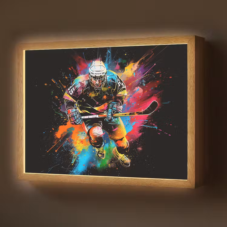 Graffiti - Sport - IJshockey - Hockey Light Box met batterij (Wandlamp) middel -z3d_website