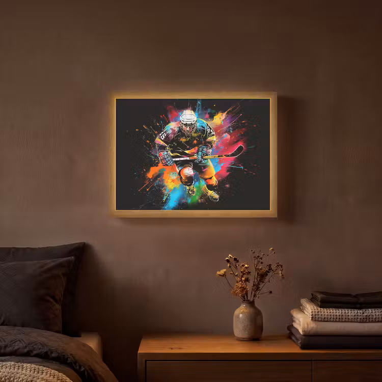 Graffiti - Sport - IJshockey - Hockey Light Box met batterij (Wandlamp) middel -sfeer4