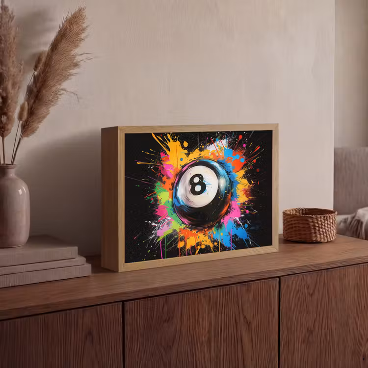 Graffiti - Sport - Pool bal - Biljart Light Box met batterij (Wandlamp) middel -sfeer2