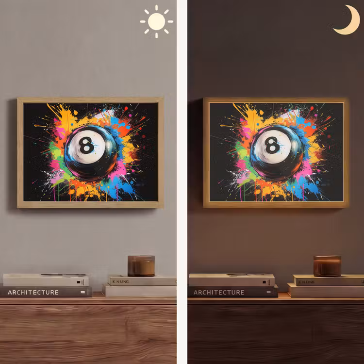 Graffiti - Sport - Pool bal - Biljart Light Box met batterij (Wandlamp) middel -sfeer3