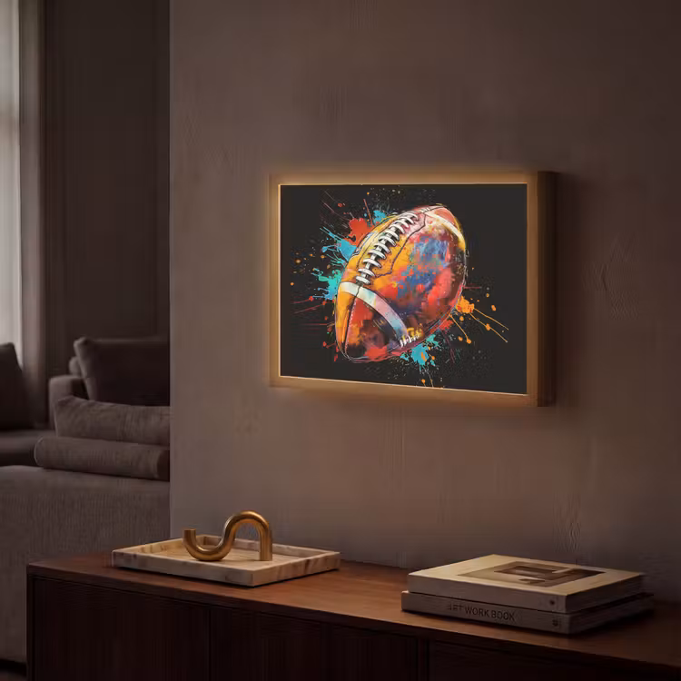 Graffiti - Sport - Rugby - American Football Light Box met batterij (Wandlamp) middel -sfeer1