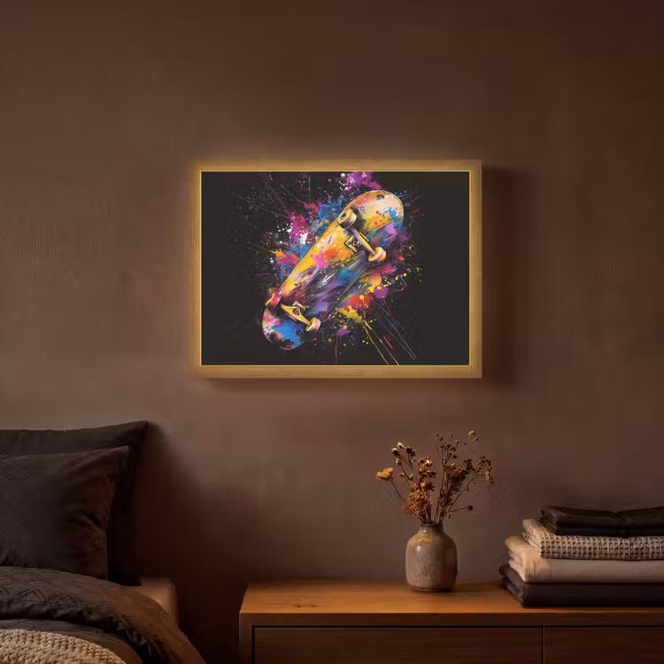 Graffiti - Sport - Skateboard - Skate Light Box met batterij (Wandlamp) middel -sfeer4