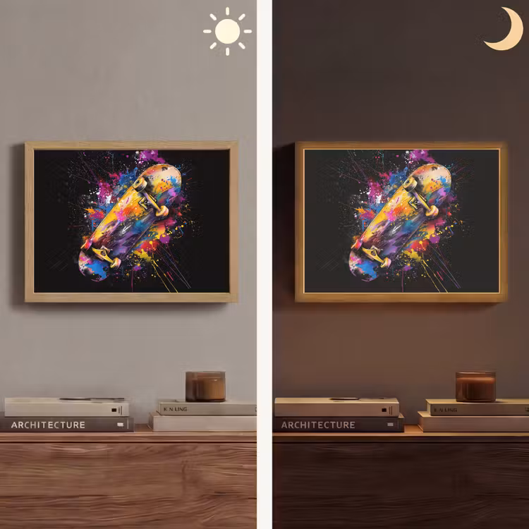 Graffiti - Sport - Skateboard - Skate Light Box met batterij (Wandlamp) middel -sfeer3