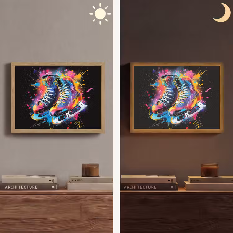 Graffiti - Sport - Schaatsen - Verf Light Box met batterij (Wandlamp) middel -sfeer3