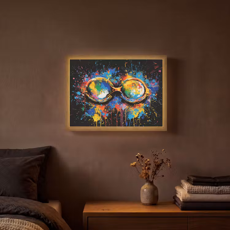 Graffiti - Sport - Zwemmen - Zwembril Light Box met batterij (Wandlamp) middel -sfeer4