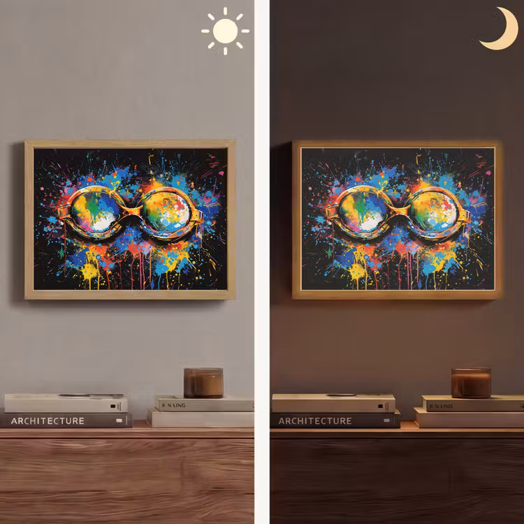 Graffiti - Sport - Zwemmen - Zwembril Light Box met batterij (Wandlamp) middel -sfeer3