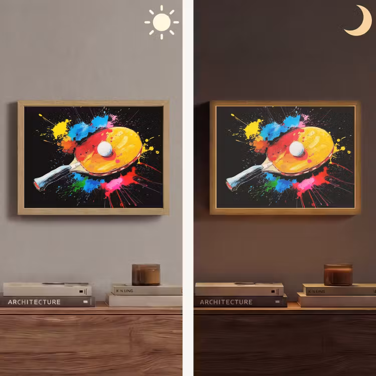 Graffiti - Sport - Tafeltennis - Verf Light Box met batterij (Wandlamp) middel -sfeer3