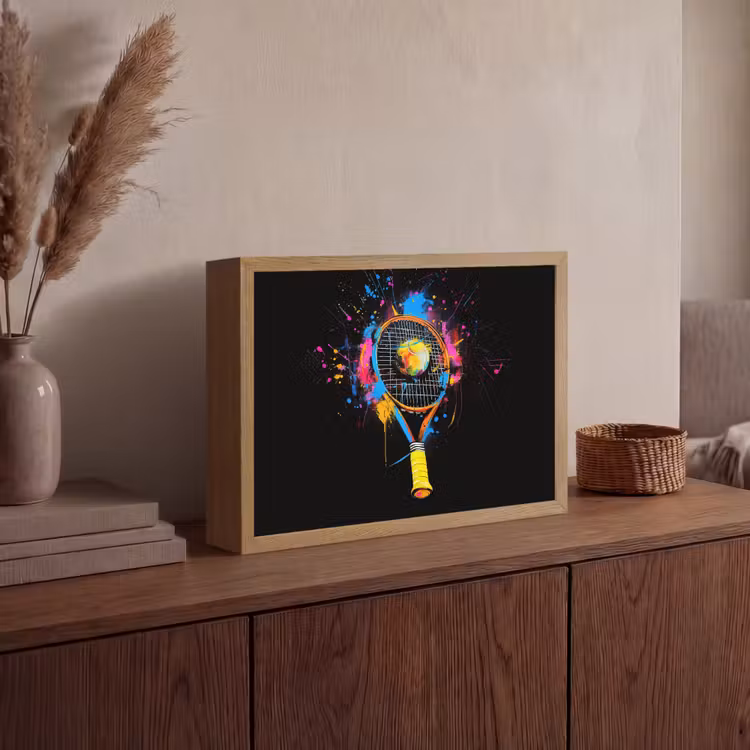 Graffiti - Sport - Tennis - Raket - Bal Light Box met batterij (Wandlamp) middel -sfeer2