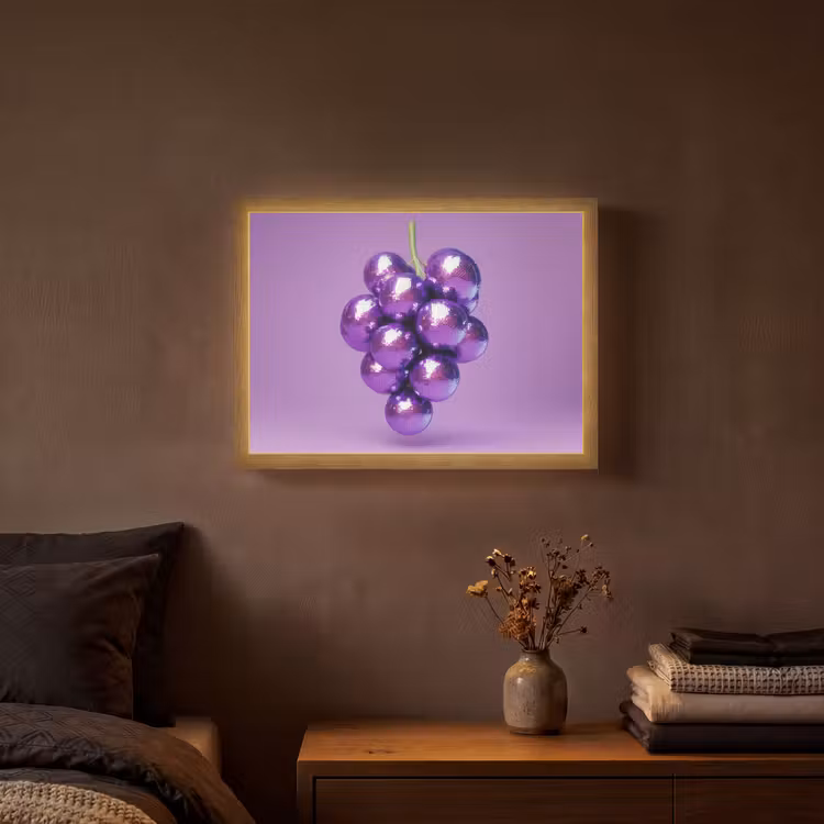 Druif - Disco - Glitter - Paars Light Box met batterij (Wandlamp) middel -sfeer4