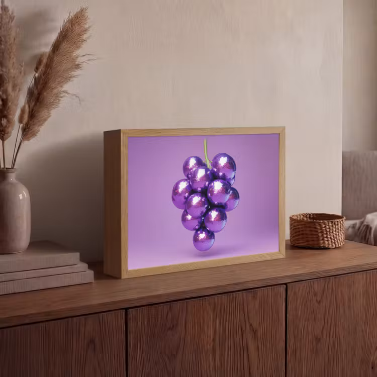 Druif - Disco - Glitter - Paars Light Box met batterij (Wandlamp) middel -sfeer2