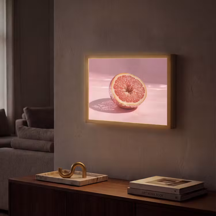 Grapefruit - Roze - Disco - Shiny Light Box met batterij (Wandlamp) middel -sfeer1